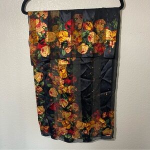 ADRIENNE VITTADINI | Silk See-Through Floral Scarf